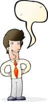 Cartoon glücklicher Mann mit Sprechblase png