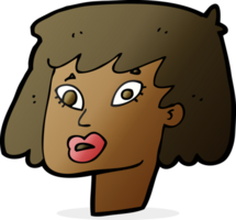 dessin animé joli visage féminin png