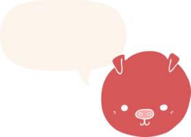 cartoon pig and speech bubble in retro style png