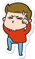 sticker of a cartoon man sweating png