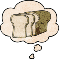 cartoon sliced bread and thought bubble in grunge texture pattern style png