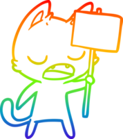 dessin de ligne de gradient arc-en-ciel dessin de chat parlant avec pancarte png