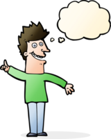 cartoon happy man with thought bubble png