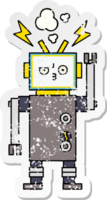 adesivo in difficoltà di un simpatico robot cartone animato png