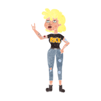 retro cartoon rocker girl png