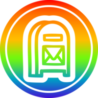 buzón de correo circular en el espectro del arco iris png