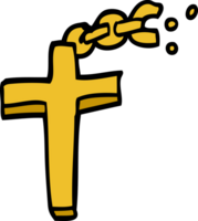 cartoon doodle crucifix on chain png