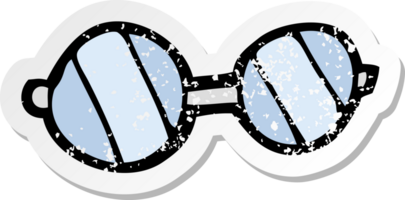 retro distressed sticker of a cartoon glasses png