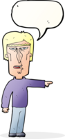 dessin animé pointant l'homme avec bulle de dialogue png