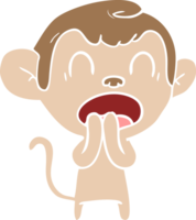 macaco de desenho animado de estilo de cor plana bocejando png