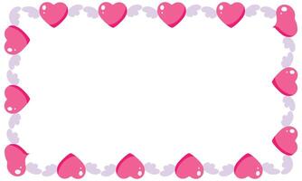 Hand drawn hearts border and frame design on white background vector