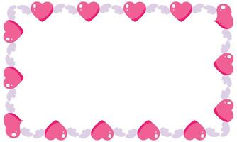 Hand drawn hearts border and frame design on white background vector