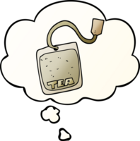 cartoon tea bag and thought bubble in smooth gradient style png