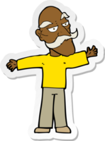 sticker of a cartoon old man spreading arms wide png
