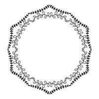 Hand drawn floral wreath, wreath circle flower frame vector