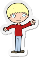 sticker of a cartoon happy waving boy png