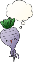 cartoon turnip and thought bubble in smooth gradient style png