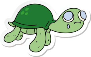 pegatina de una peculiar tortuga de dibujos animados dibujada a mano png