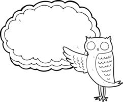 black and white cartoon owl pointing png