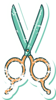distressed sticker tattoo style icon of barber scissors png