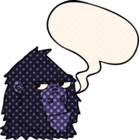 visage de gorille en colère de dessin animé et bulle de dialogue dans le style de la bande dessinée png