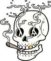 traditionell tatuering av en skalle rökning png