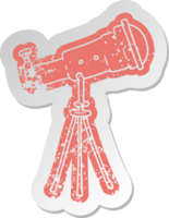 distressed old sticker of a large telescope png