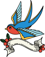 tattoo with banner of a swallow png