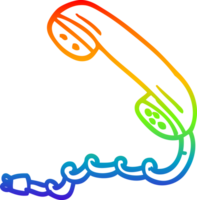 auricular de teléfono de dibujos animados de dibujo de línea de degradado de arco iris png