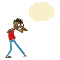 cartoon man panicking with thought bubble png