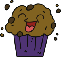 quirky hand drawn cartoon happy muffin png