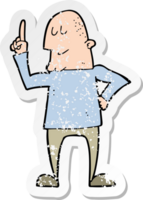 retro distressed sticker of a cartoon man pointing finger png