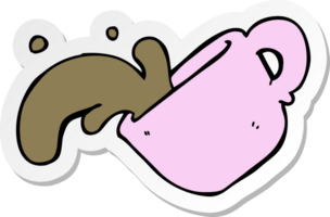 sticker of a cartoon spilled coffee png