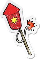 retro distressed sticker of a cartoon firework with burning fuse png