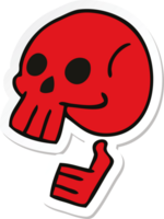 sticker of a quirky hand drawn cartoon skull png