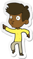 sticker of a cartoon pointing boy png