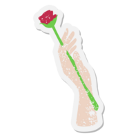 hand holding rose grunge sticker png