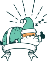 banner with tattoo style santa claus christmas character sleeping png