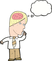 cartone animato uomo d'affari con enorme cervello con pensato bolla png