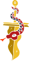 cartoon doodle dagger and snake tattoo png