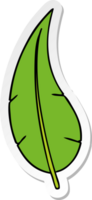 adesivo cartone animato doodle di una lunga foglia verde png