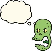 funny cartoon skull with thought bubble png