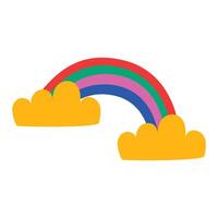 Rainbow with clouds illustration on white vector