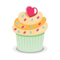 Dessert cupcake and fruit illustration on white background vector