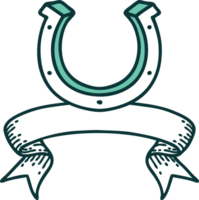 tattoo with banner of a horse shoe png