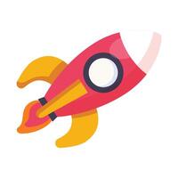 Rocket launch flat style cartoon illustration vector