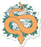 tatuaje estilo pegatina de un serpiente y rosas png
