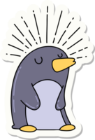 sticker of tattoo style happy penguin png