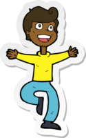 sticker of a cartoon excited boy png