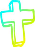 cold gradient line drawing cartoon wood cross png